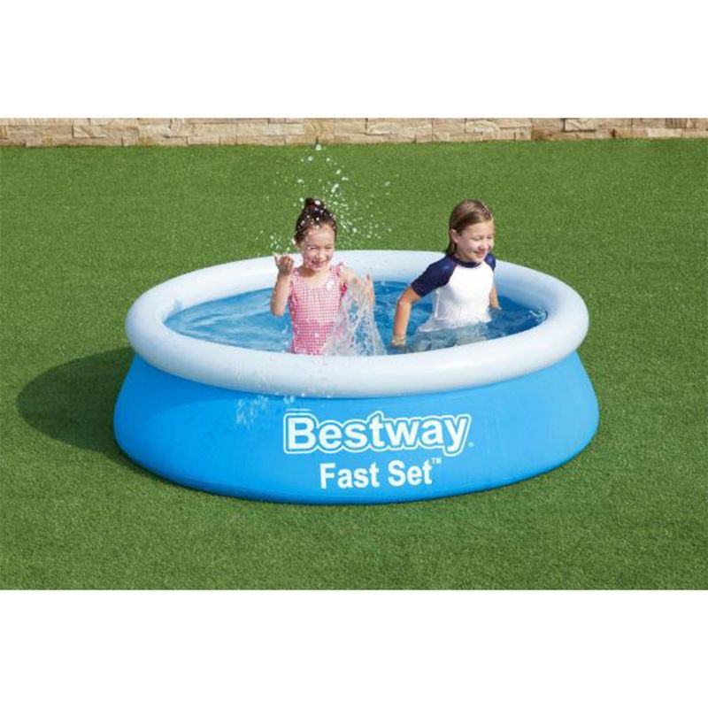 Bestway Fast Set 6 Foot x 20 Inch Round Inflatable Above Ground Outdoor Swimming Pool with 248 Water Capacity and Repair Patch, Blue (Pool Only), 4 of 10