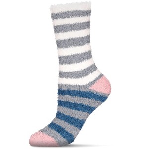 Memoi Women's Rugby Multicolor Stripe Cozy Crew Socks - 1 of 3
