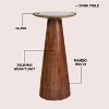 JONATHAN Y Linden 21.5" Farmhouse Industrial Mango Wood Drink Table with Round Black Glass Top & Cone Pedestal Base - 2 of 4