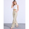 INSPIRE CHIC Women's Elastic High Waist One Button Lightwieght Wide Leg Pants with Pockets - 4 of 4