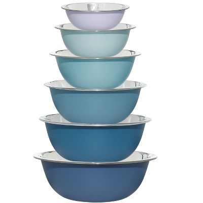 COOK WITH COLOR Stainless Steel Mixing Bowls 6 Piece Set BLUE