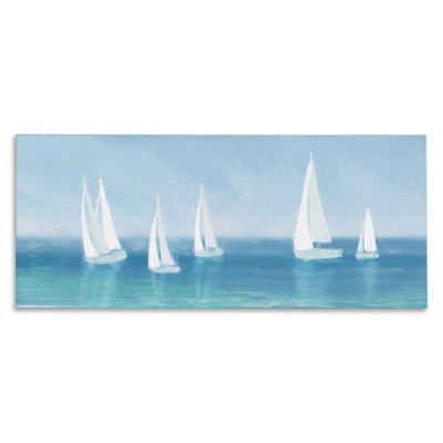 Stupell Industries White Sail Boats Across Coast, 40" x 17"