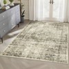 Washable Living Room Rug 9 x 12 Large Vintage Distressed Area Rug with Non-Slip Backing Stain-Resistant Oriental Floor Cover Foldable Carpet - 2 of 4