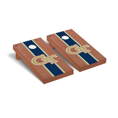 NCAA Georgia Tech Yellow Jackets Premium Cornhole Board Rosewood Stained Stripe Version
