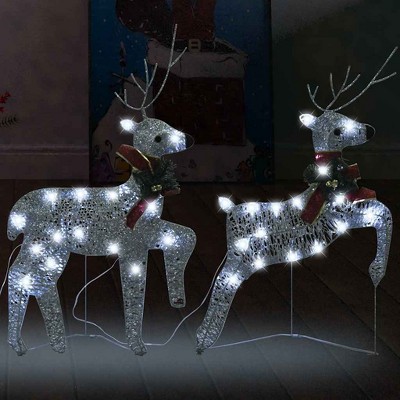 VidaXL Christmas Reindeers 2 pcs Silver 40 LEDs