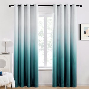 Deconovo Gradient Ombre Room Darkening Curtains, 2 Panels, Grommet Top - 1 of 4