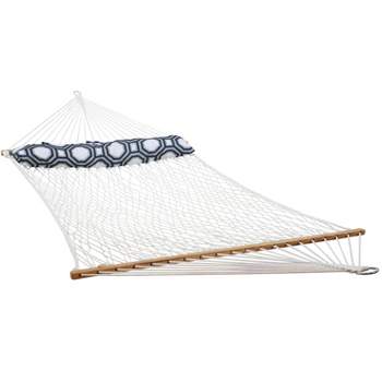 Sunnydaze Double Wide 2-Person Polyester Rope Hammock with Spreader Bars - 400-Pound Weight Capacity