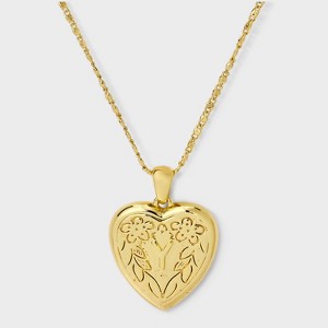 14K Gold Dipped Heart Charm Initial Necklace - A New Day™ Gold - 1 of 4