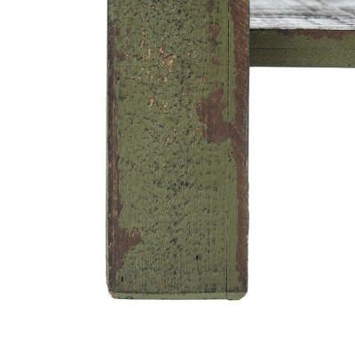 Antique Green Fir Wood Accent Table with Storage