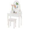 Vanity Desk with Mirror & LED Lights, Modern Vanity Table with Cushioned Stool and 3 Storage Drawers White - 3 of 4