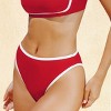 Women's Textured Contrast Trim Cheeky High-Waist Bikini Bottoms - Cupshe - 2 of 4