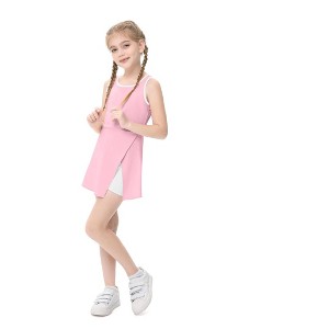 Girls Tennis Golf Dress Outfit Sleeveless A-line Pleated Athletic Skirt Dress with Pockets Safety Inner Shorts - 1 of 4