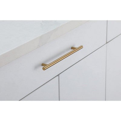 Modern Brushed Brass Bar Pull Set with Mounting Hardware