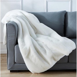 Cassilda Luxury Chinchilla Faux Fur Throw Blanket (50" x 60") - 1 of 4
