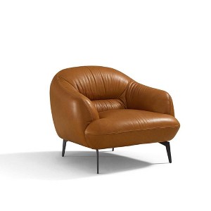 Acme Furniture 41" Leonia Accent Chair Cognac Leather: No Assembly, Wood Composite Frame, Attached Cushions - 1 of 4