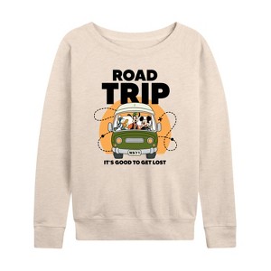 Women's - Disney - Group Good To Get Lost Van Lightweight French Terry Wide Neck Long Sleeve Shirt - 1 of 4
