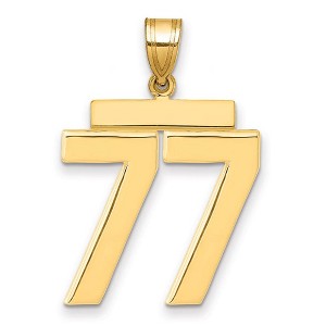 Black Bow Jewelry 14k Yellow Gold, Athletic Collection, Large Polished Number 77 Pendant - 1 of 3