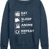 Women's - Instant Message - Eat Sleep Anime Repeat Lightweight French Terry Wide Neck Long Sleeve Graphic Shirt - 2 of 4