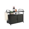Outdoor Bar Table With One Ice Bucket, Lockable Wheels, Side Basket For Garden, Wicker Bar Cart With Cabinet, Bar Cart Outdoor-Cuddlewood - 2 of 4