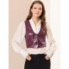 INSPIRE CHIC Women's Sleeveless Versatile PU Faux Leather Suit Vest - 3 of 4