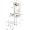 Acekool Mini Makeup Vanity Desk with Lighted Mirror, Foldable Side Panel, Hair Dryer Holder, 2 Drawers, Compact Dressing Table for Small Spaces - 2 of 4
