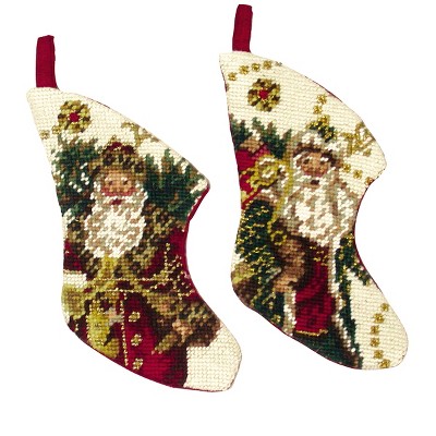 C&F Home Antique Santa Petit Point Mini Christmas Stocking A/2