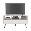 Vynxaria Modern TV Stand, Storage Unit, 3 Drawers, 3 Shelves, White/Natural Oak, Compact Design - 2 of 4