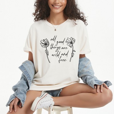 Simply Sage Market Wild and Free Flowers Garment Dyed Tee