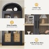 Arched Pantry Cabinet with Doors ，Wood Bookcase with 2 Drawers  Modern Display Storage Cabinet for Kitchen, Dining Room - 3 of 4