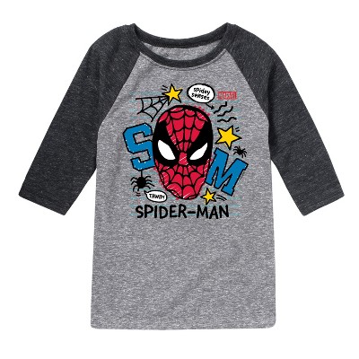 Boys' Marvel Doodled Spidey  - Athletic Heather/Heather Black - Large