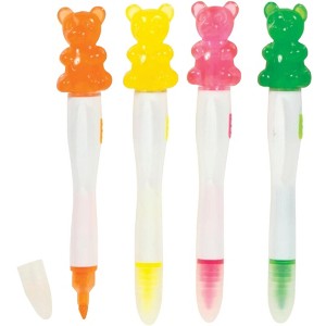 Scented Gummy Bear Highlighters with Lights (4 Pack) - Fun Scents, Light-Up Toppers, Matching Colors - 1 of 4