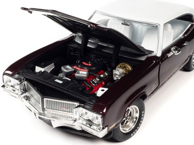 1970 Buick GS Stage 1 Burgundy Mist Metallic Diecast Model Car with White Top