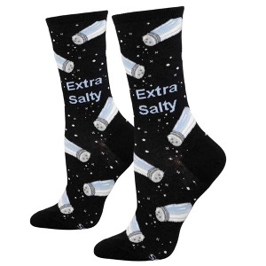 Socksmith 9.0 Inch Extra Salty Black Socks Sassy Fun Novelty Crew Socks - 1 of 3