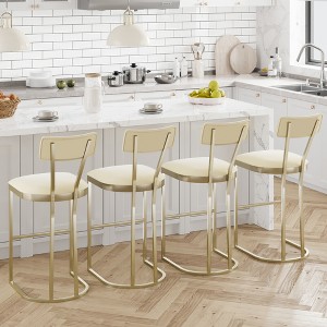 Garvee Bar Stools Set, Counter Height Bar Stools with Soft Velvet Upholstery & Metal Legs, Kitchen Island Stools with Back for Home Bar - 1 of 4
