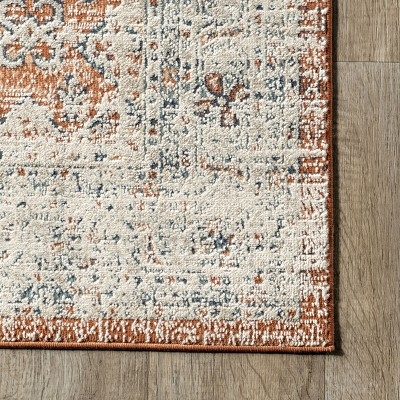 Gavina Beige and Orange Synthetic Oriental 5' x 8' Area Rug