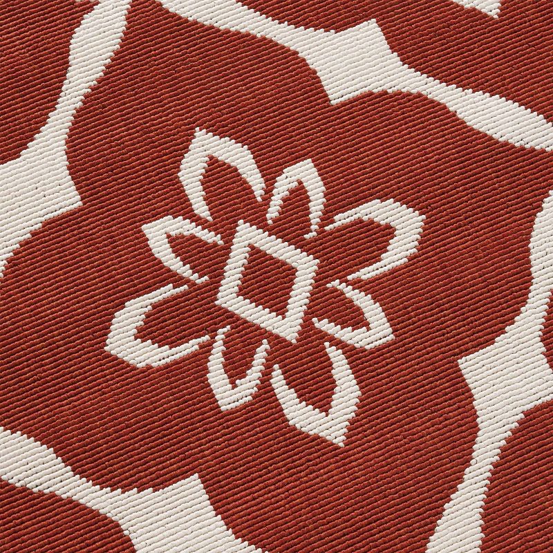 Tallevast Trellis Outdoor Rug Red/Ivory - Christopher Knight Home, 6 of 7