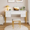 Acekool 47" Makeup Vanity Desk with Flip Top Mirror, LED Lights, 3 Lighting Modes, 5 Drawers, 3-in-1 Table with Chair, White & Gold - 4 of 4