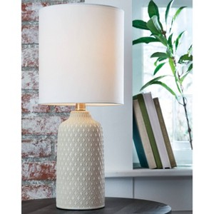 Donnford Ceramic Table Lamp Gray/White - Signature Design by Ashley: Modern Accent, 1-Way Switch, UL Listed - 1 of 3