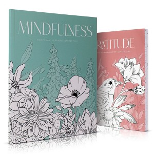 Adult Coloring Book Set of 2 - Gratitude & Mindfulness with Inspirational Quotes - Stress-Relieving Gift for Women, Fun & Relaxing to Color - 1 of 4
