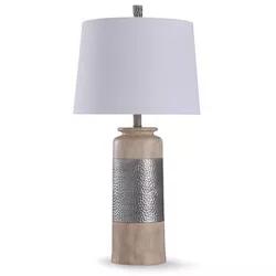 Haverhill Hammered Banded Table Lamp with Tapered Drum Silver/Tan - StyleCraft