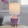 Glass Accent Table Lamp Lilac Finish - StyleCraft: White Linen Shade, Nightstand Decorative Lighting - 3 of 4