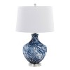 LumiSource (Set of 2) Lotus 27" Contemporary Table Lamps Navy and Gold Glass and Clear Crystal with White Shade from Grandview Gallery - 2 of 4