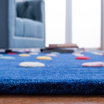 Navy Hand-Tufted Wool Kids' Polka Dot Area Rug, 3' x 5'