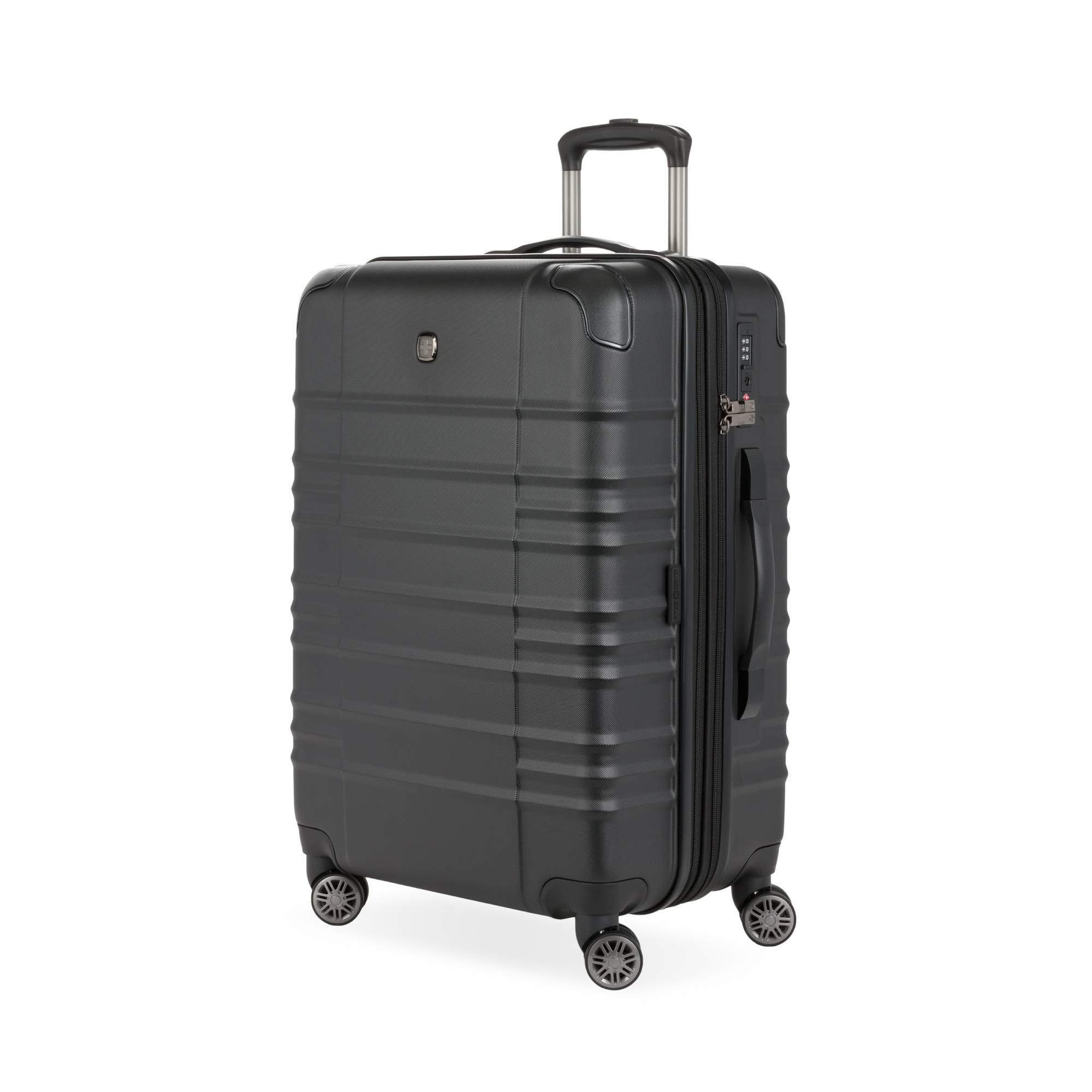 SWISSGEAR Cascade II Hardside Medium Checked Spinner Suitcase 8-Wheel 33 lb Capacity - Black