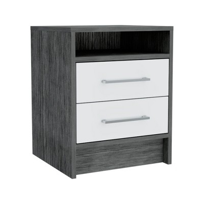 JUJABU Elegant Nightstand with Two Drawers, Concealed Shelf