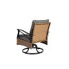 DOMETOUR 3-Piece Outdoor Swivel Rocker Set: 2 Chairs & Table, 350 lbs Capacity, Brown Wicker Patio Furniture - 3 of 4