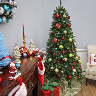 7-Foot Pre-Lit North Valley Spruce Christmas Tree with Multicolor Lights