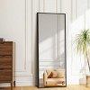 SEVOBAL 57"x20" Full Length Mirror with Stand Shatterproof Floor Mirror with Aluminum Frame for Bedroom and Entryway, Black, 149"*59.3"*3.6" - 2 of 4