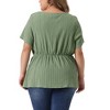 Agnes Orinda Women's Plus Size Asymmetrical Hem Short Sleeve Twist Knot T-Shirt - 4 of 4