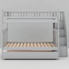 Full Over Full Bunk Bed with Trundle, Staircase Storage, Convertible 3-in-1 Design, Solid Wood Frame - 3 of 4